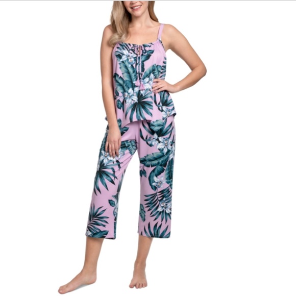 Linea Donatella Other - Linea Donatella Women's Rhadna Cropped Pant Pajama Set - Pink Floral